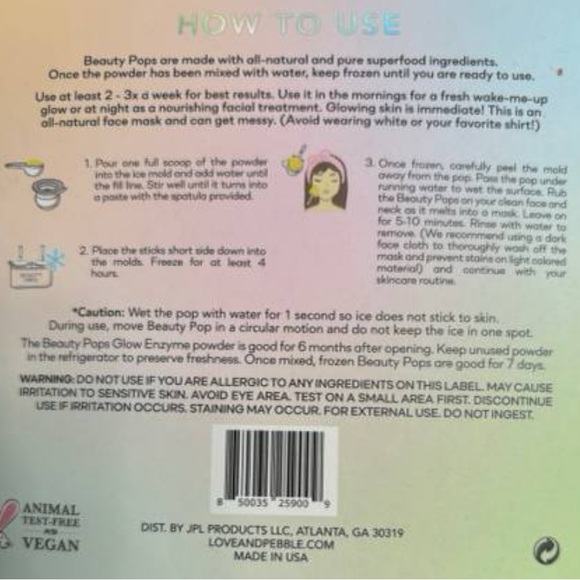 Beauty Pops by Love & Pebble- Turmeric Mask Glow Enzyme Icy Facial Kit - Picture 2 of 3